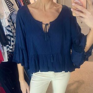 Free People Size M Navy Blue Tunic